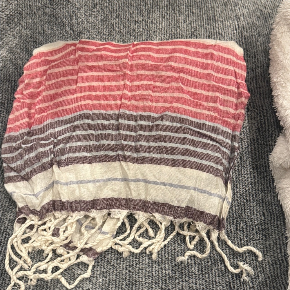Striped Pink and Gray Scarf